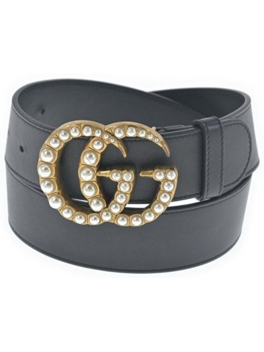Gucci Pearl GG Marmont Belt Black